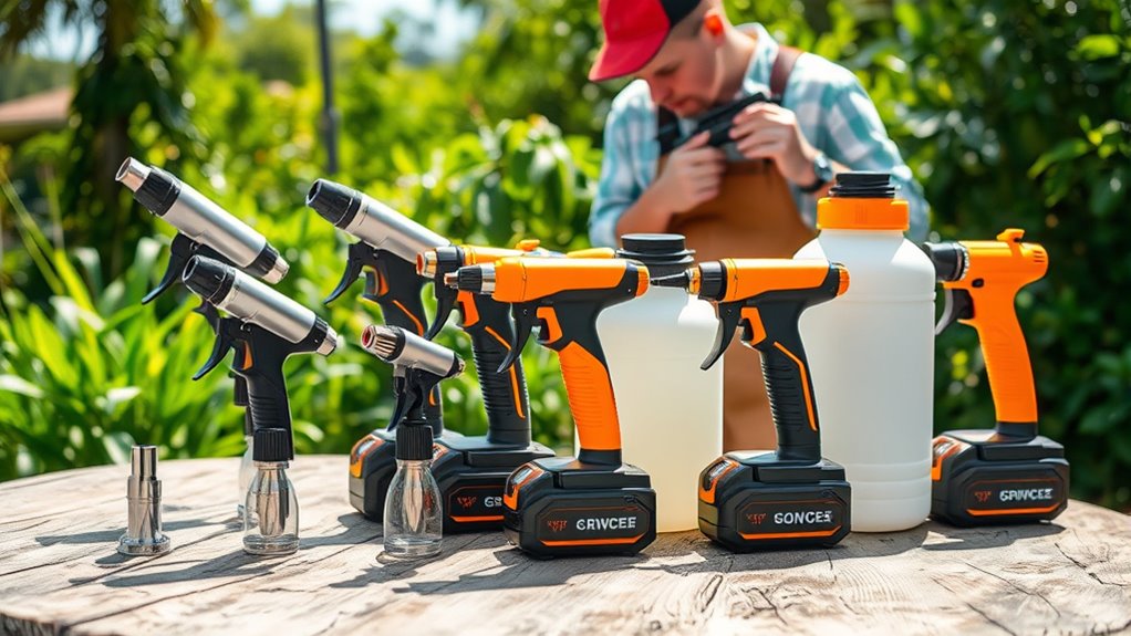 battery life and adjustable spray