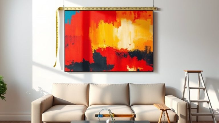 hanging art above couch