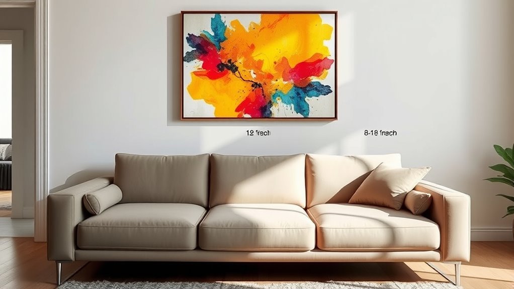 optimal art sofa hanging height