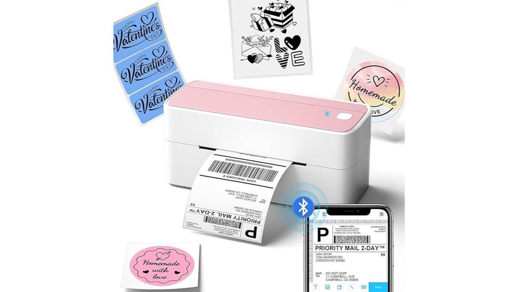 pink bluetooth label printer