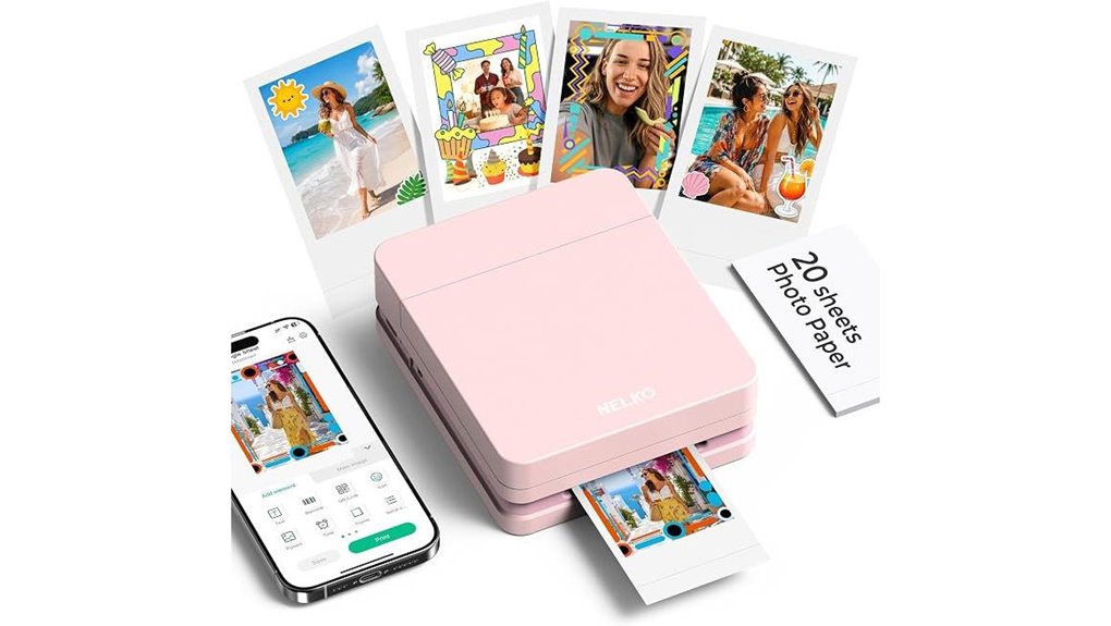 pink portable photo printer