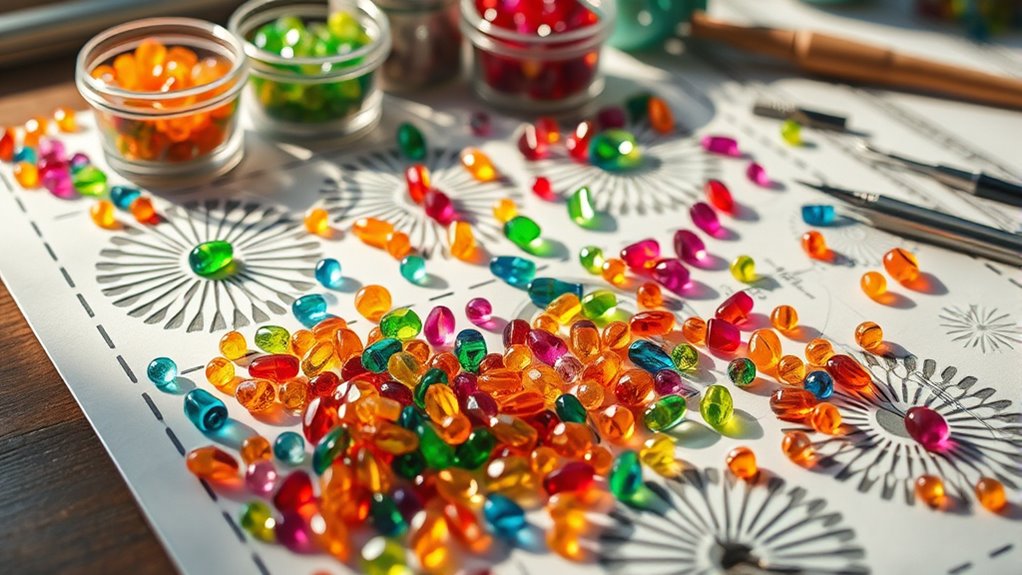 upcycle beads with stenciled sparkle