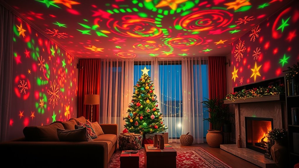 indoor christmas light projections