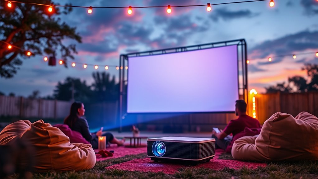 outdoor projector brightness and features