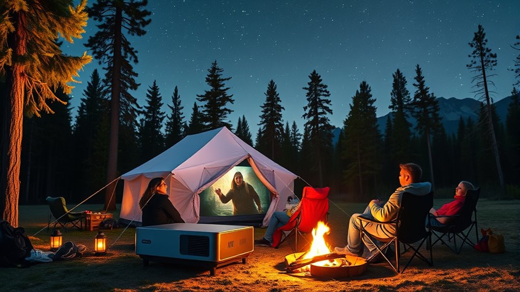portable battery powered outdoor projector