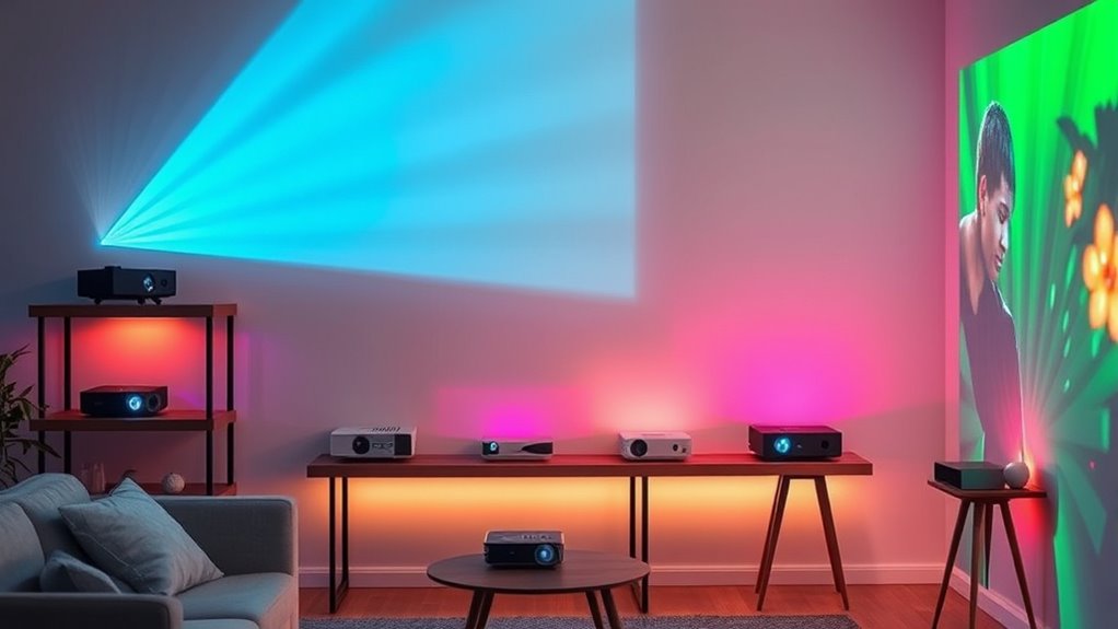 top short throw laser projectors